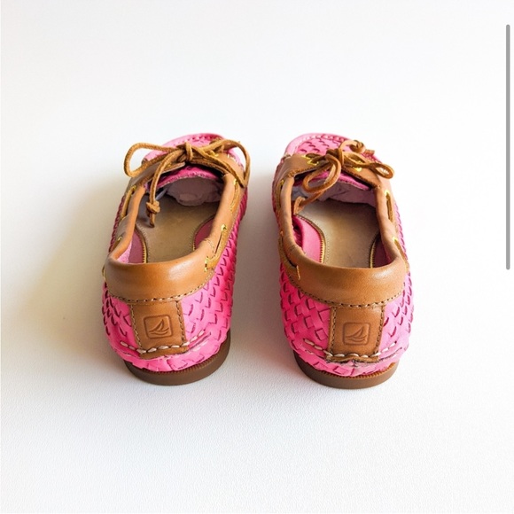 Sperry Pink Audrey Woven Top Siders Boat Shoes - Picture 3 of 7